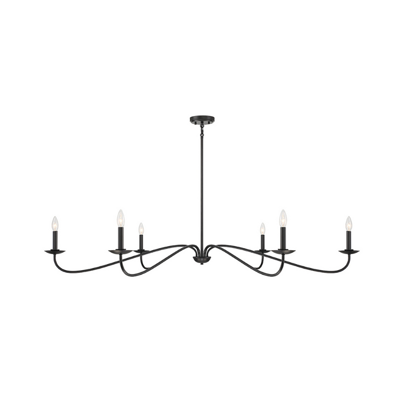 6-Light Chandelier in Matte Black