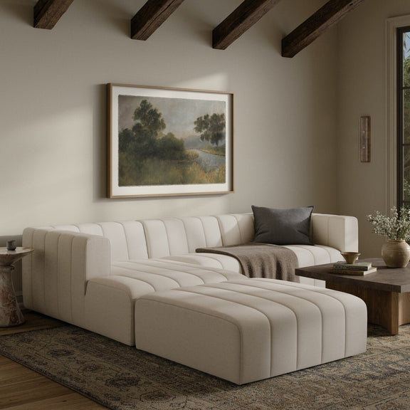 Langham Channeled 3-Piece Sectional - Crypton Nomad Snow