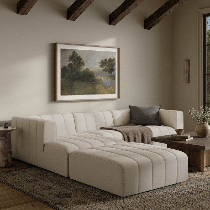 Langham Channeled 3-Piece Sectional - Crypton Nomad Snow