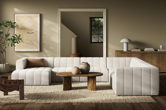 Langham Channeled 6-Piece Chaise Sectional - Fayette Cloud