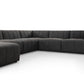 Langham Channeled 6-Piece Chaise Sectional - Saxon Charcoal