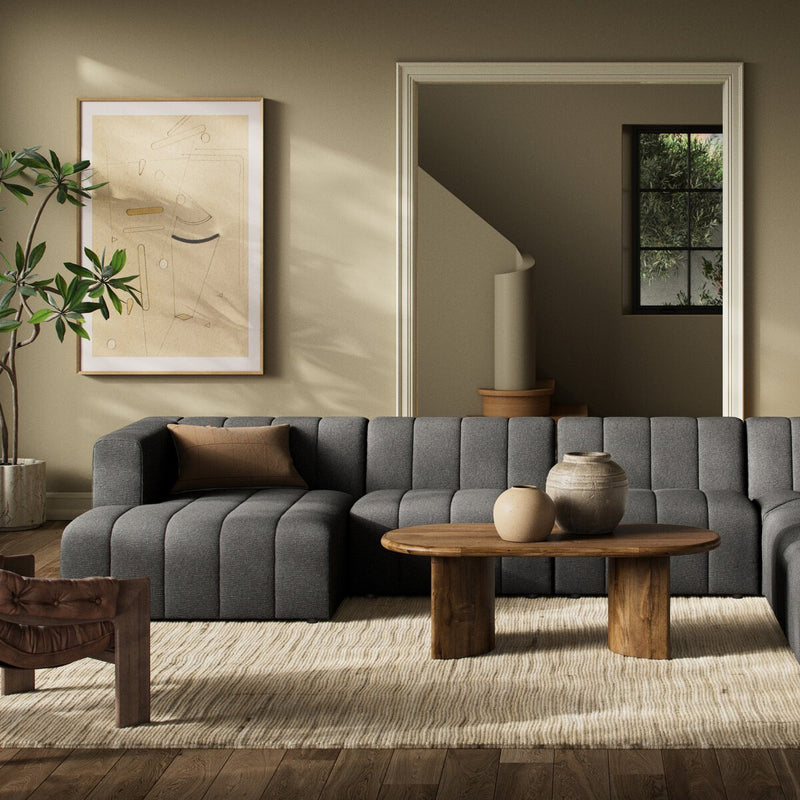 Langham Channeled 6-Piece Chaise Sectional - Saxon Charcoal