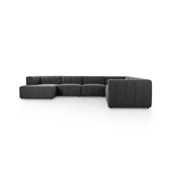 Langham Channeled 6-Piece Chaise Sectional - Saxon Charcoal