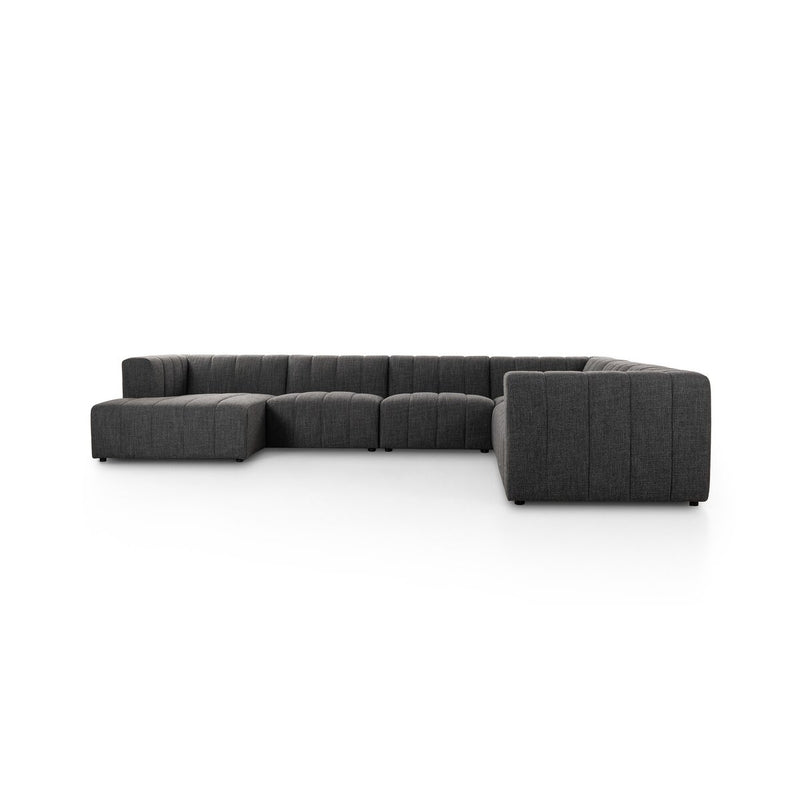 Langham Channeled 6-Piece Chaise Sectional - Saxon Charcoal