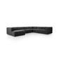 Langham Channeled 6-Piece Chaise Sectional - Saxon Charcoal