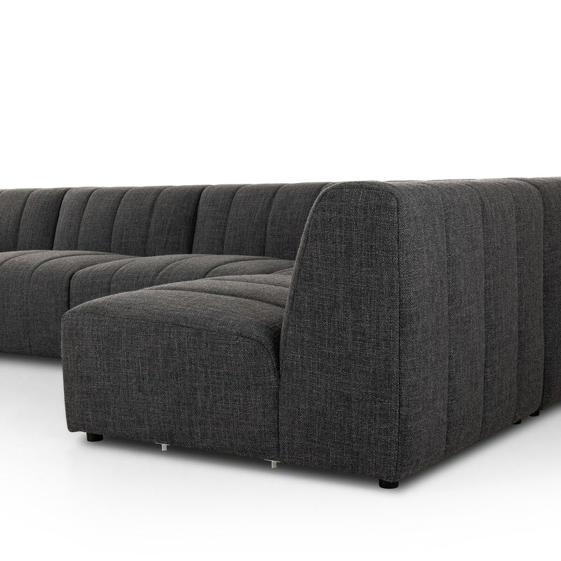 Langham Channeled 5-Piece Sectional - Saxon Charcoal