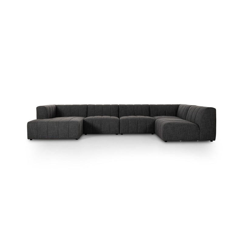 Langham Channeled 5-Piece Sectional - Saxon Charcoal