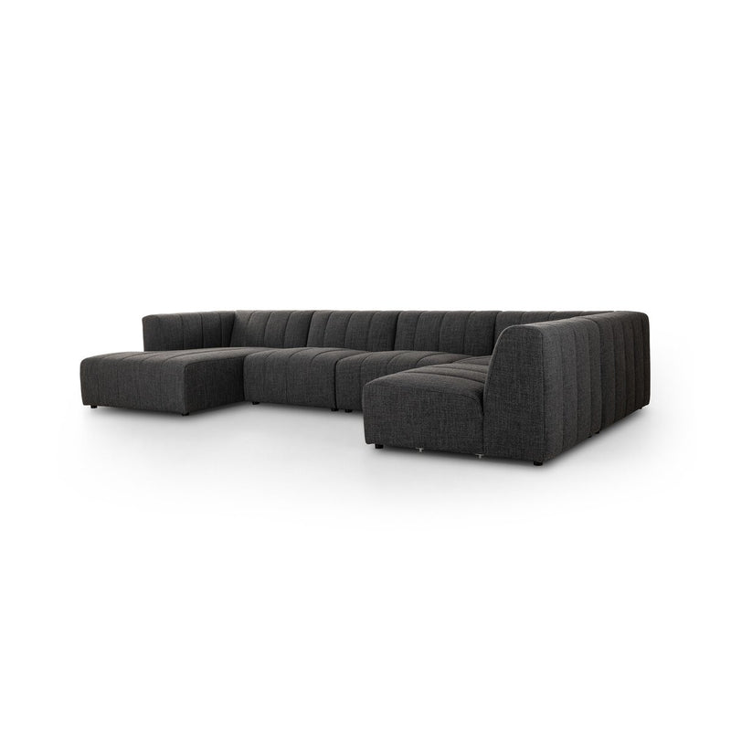 Langham Channeled 5-Piece Sectional - Saxon Charcoal