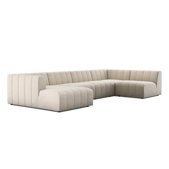 Langham Channeled 5-Piece Sectional - Crypton Nomad Snow