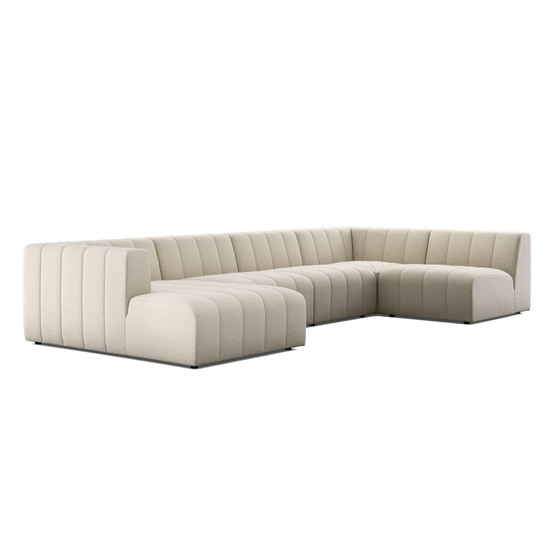 Langham Channeled 5-Piece Sectional - Crypton Nomad Snow