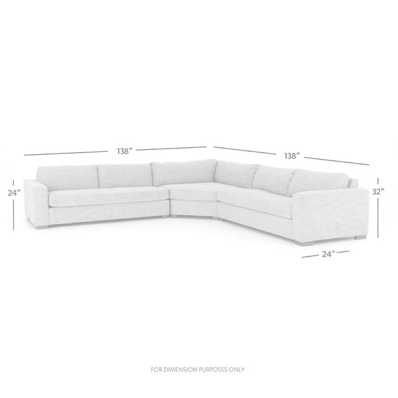 Boone 3-Piece Sectional - Thames Cream