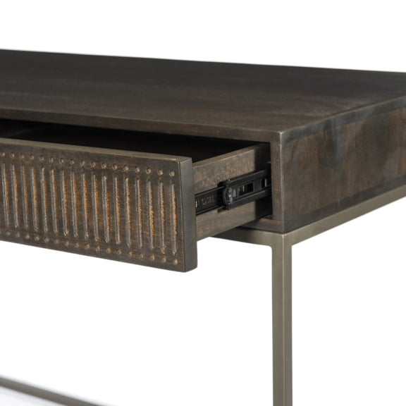 Kelby Writing Desk - Carved Vintage Brown