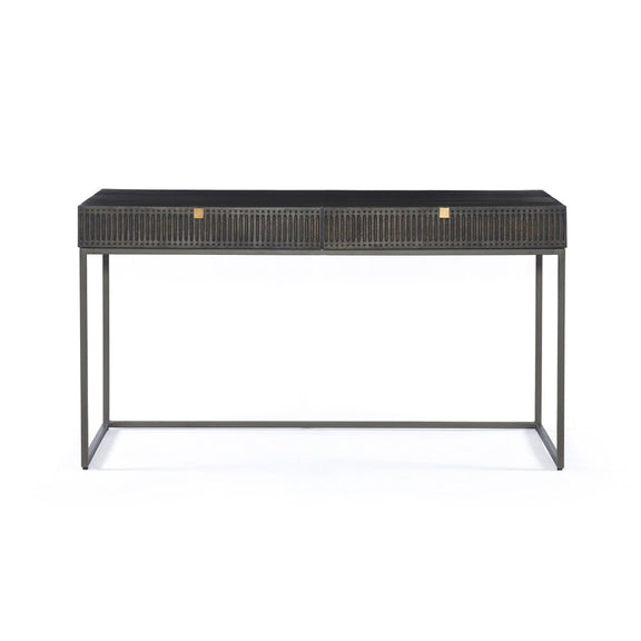Kelby Writing Desk - Carved Vintage Brown