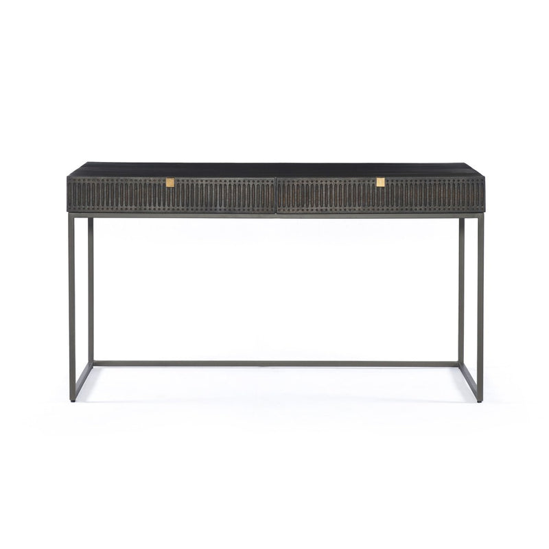 Kelby Writing Desk - Carved Vintage Brown