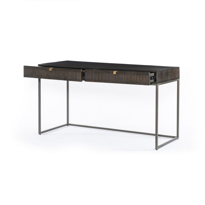 Kelby Writing Desk - Carved Vintage Brown