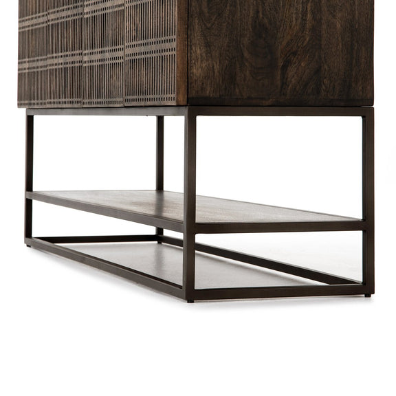 Kelby Small Media Console - Carved Vintage Brown