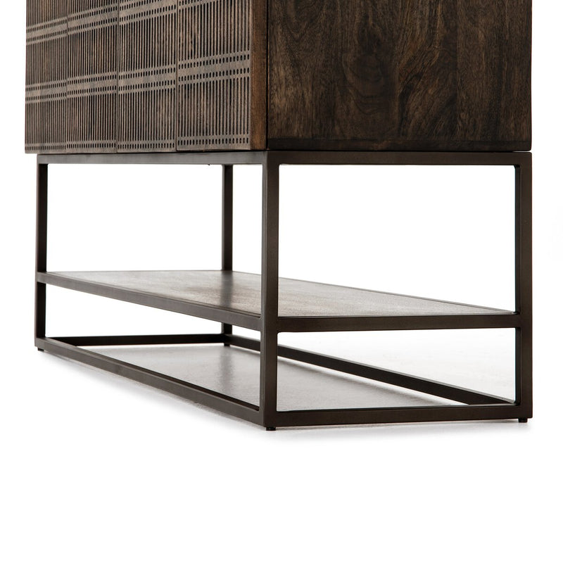 Kelby Small Media Console - Carved Vintage Brown