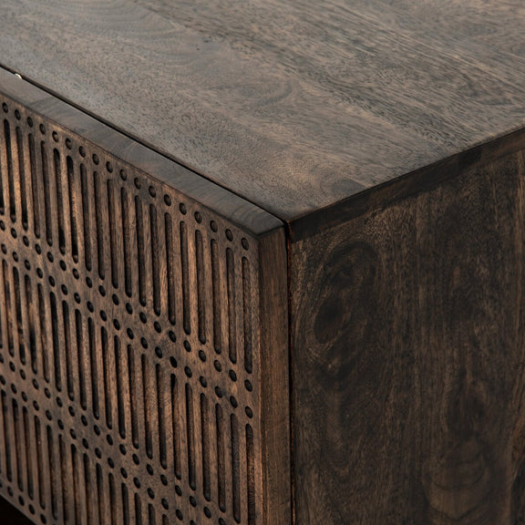 Kelby Small Media Console - Carved Vintage Brown