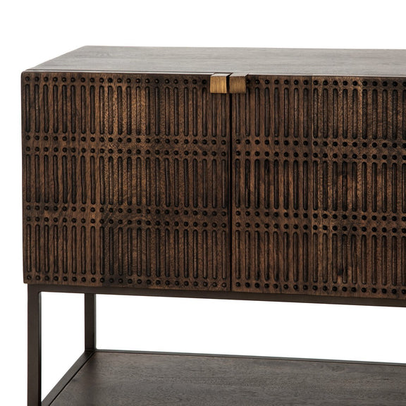 Kelby Small Media Console - Carved Vintage Brown