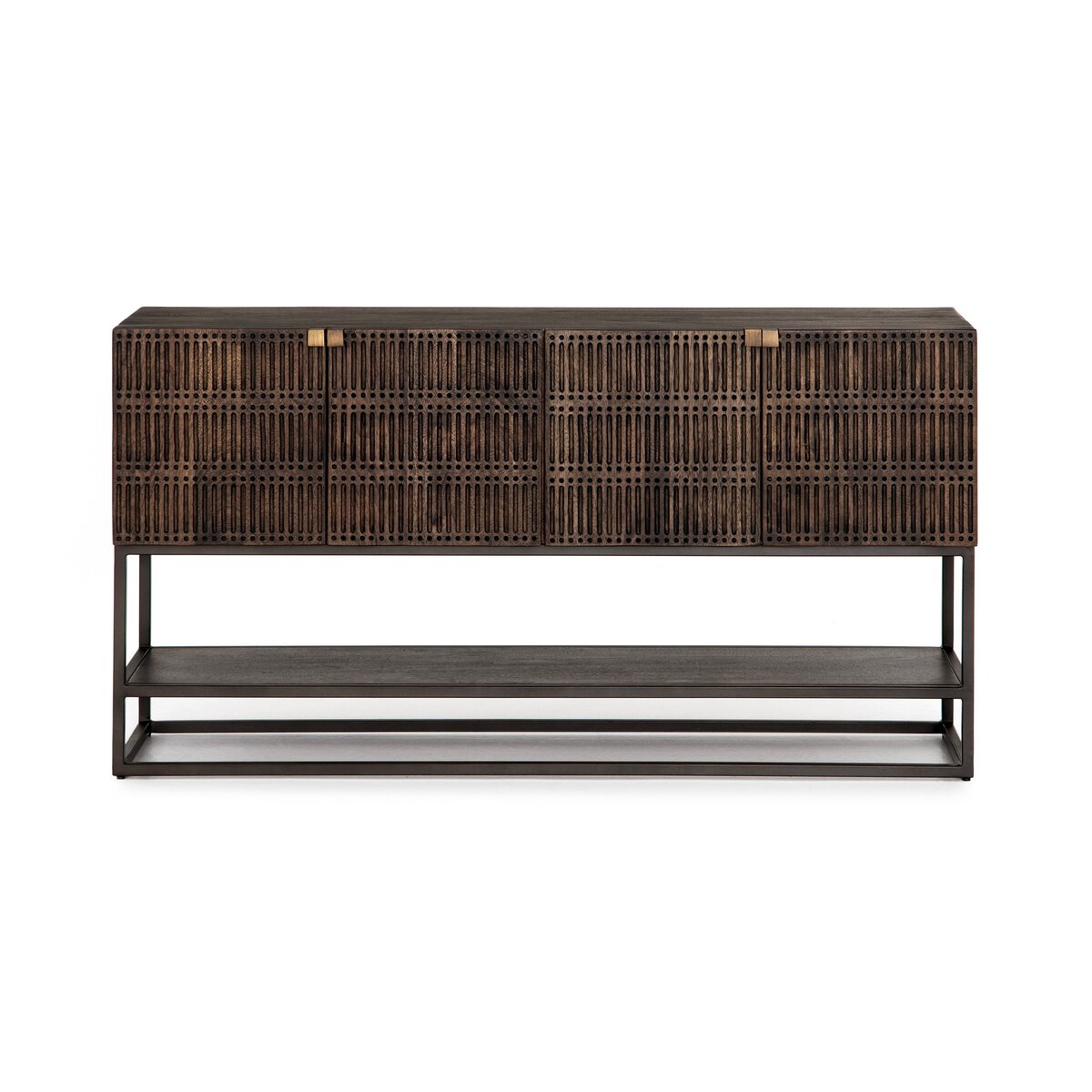 Kelby Small Media Console - Carved Vintage Brown