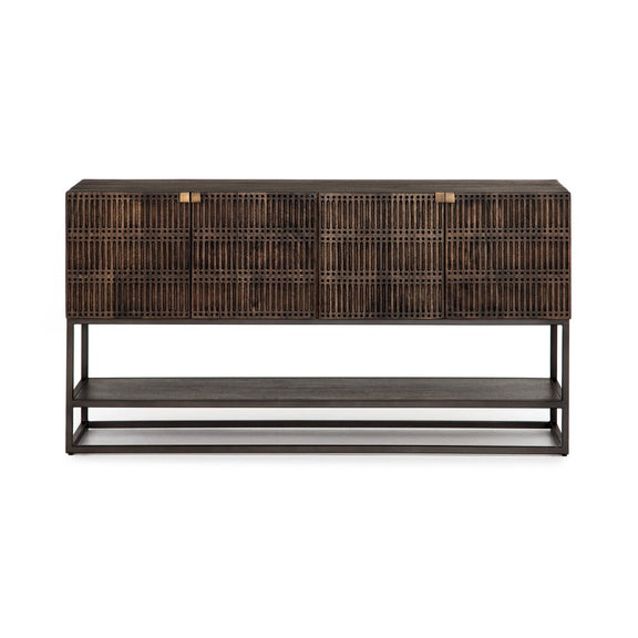 Kelby Small Media Console - Carved Vintage Brown