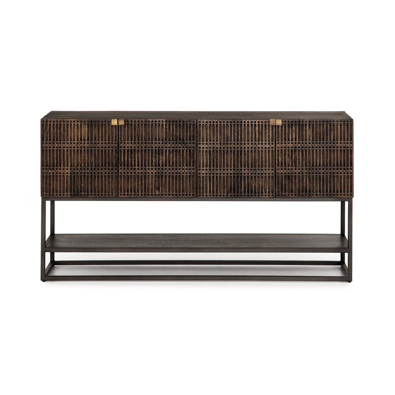 Kelby Small Media Console - Carved Vintage Brown