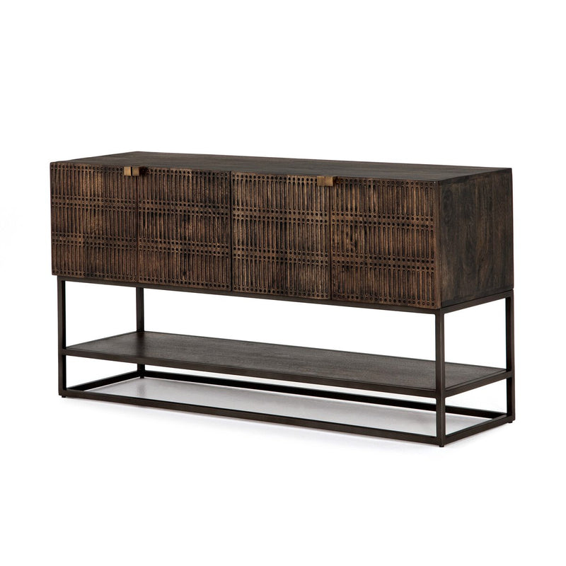 Kelby Small Media Console - Carved Vintage Brown