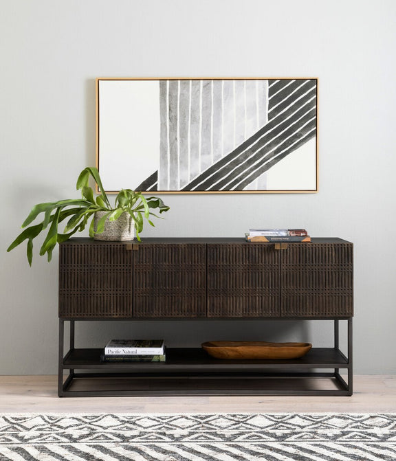 Kelby Small Media Console - Carved Vintage Brown