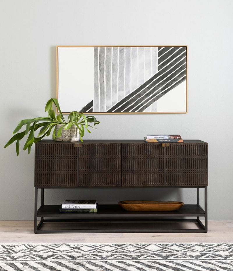 Kelby Small Media Console - Carved Vintage Brown