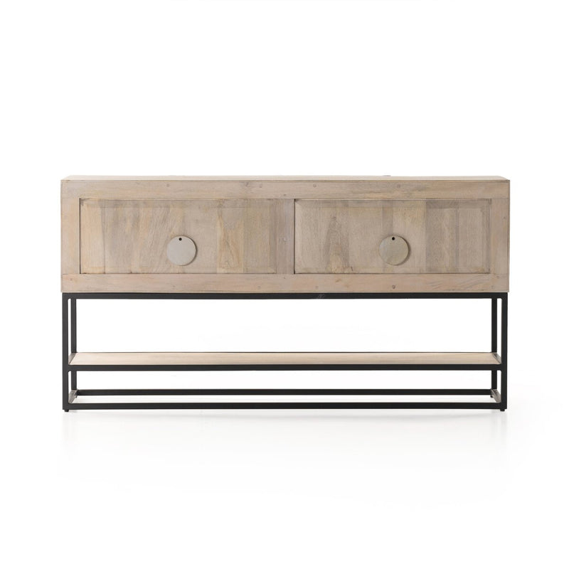 Kelby Small Media Console - Light Wash Carved
