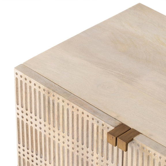 Kelby Small Media Console - Light Wash Carved