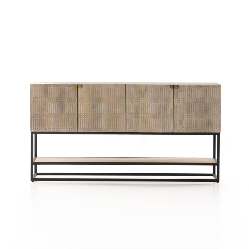Kelby Small Media Console - Light Wash Carved