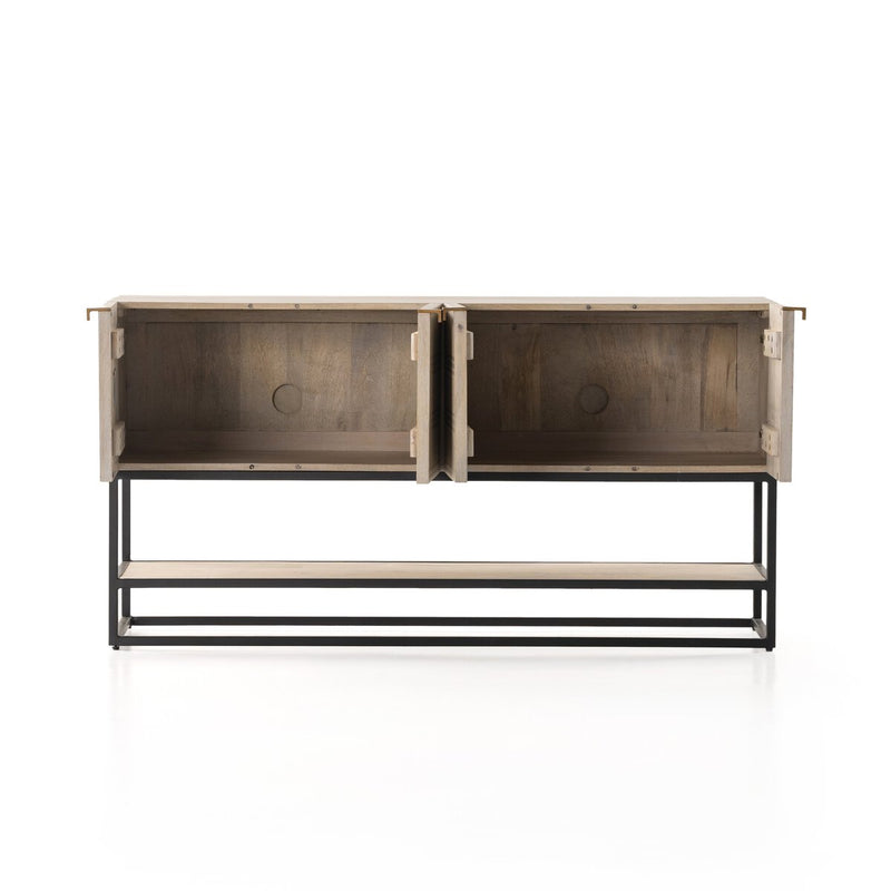 Kelby Small Media Console - Light Wash Carved
