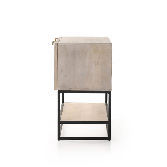 Kelby Small Media Console - Light Wash Carved