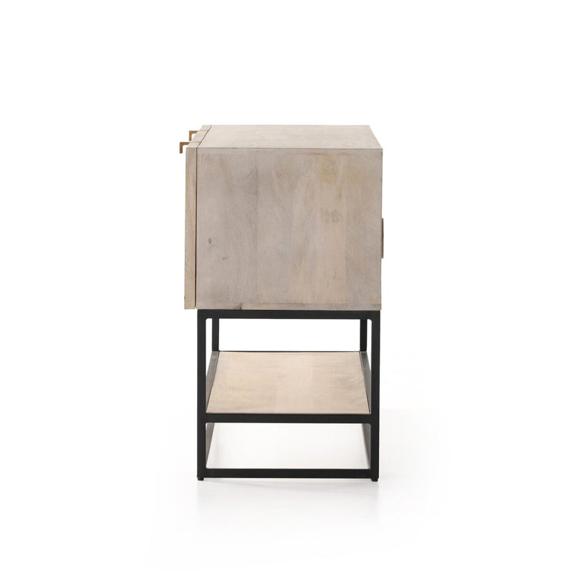Kelby Small Media Console - Light Wash Carved