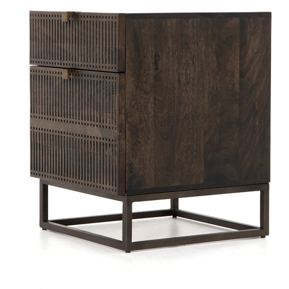 Kelby Filing Cabinet - Carved Vintage Brown