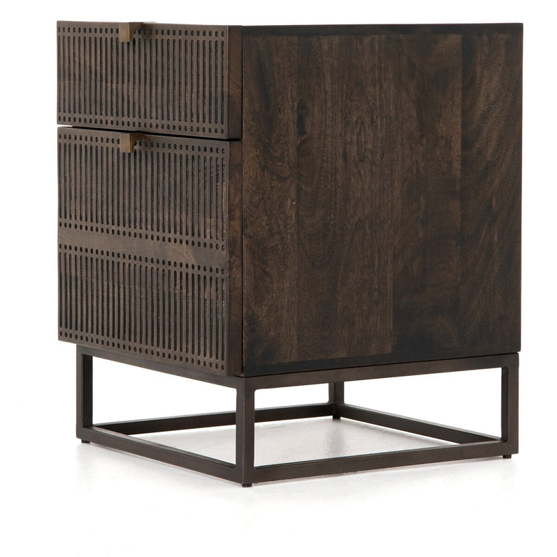 Kelby Filing Cabinet - Carved Vintage Brown
