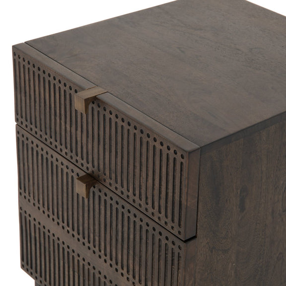 Kelby Filing Cabinet - Carved Vintage Brown