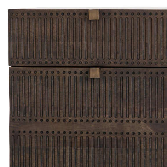 Kelby Filing Cabinet - Carved Vintage Brown