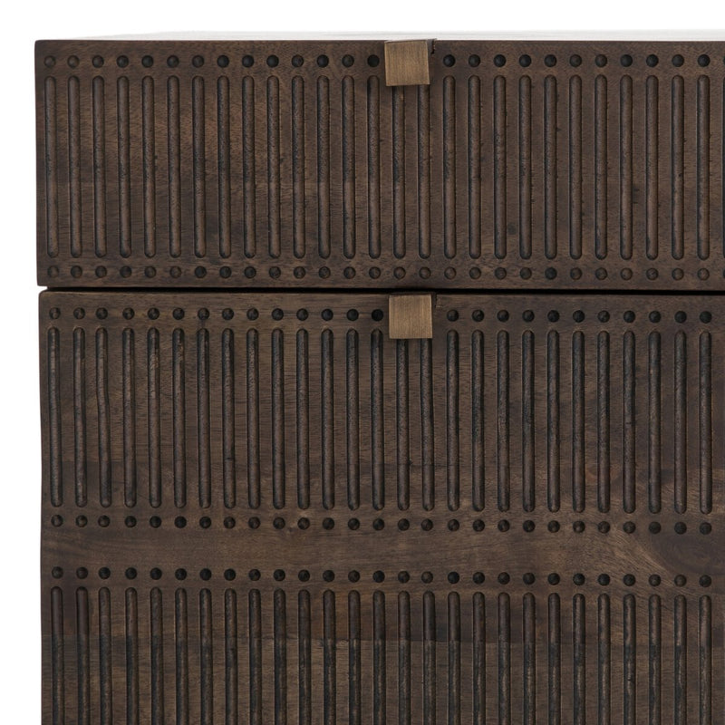 Kelby Filing Cabinet - Carved Vintage Brown