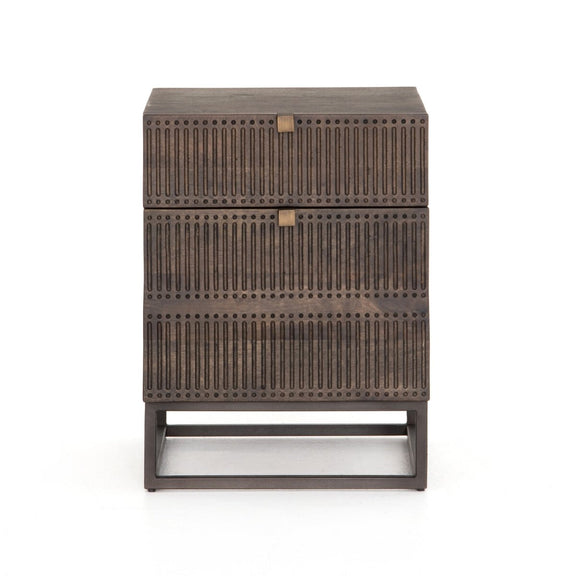 Kelby Filing Cabinet - Carved Vintage Brown