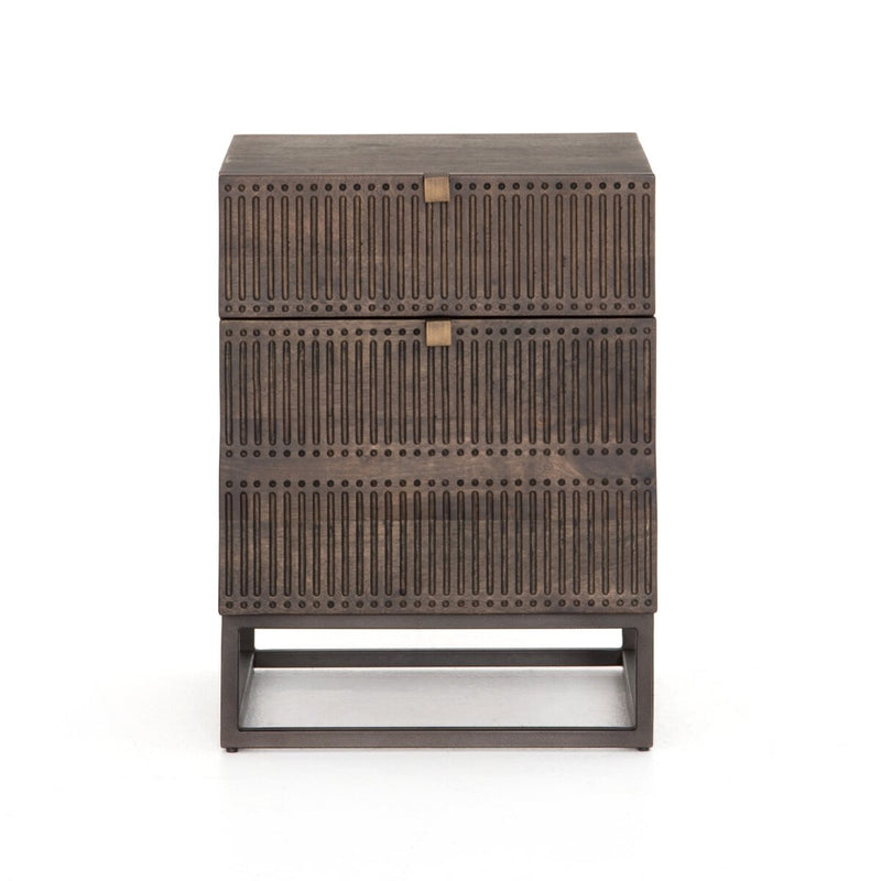 Kelby Filing Cabinet - Carved Vintage Brown