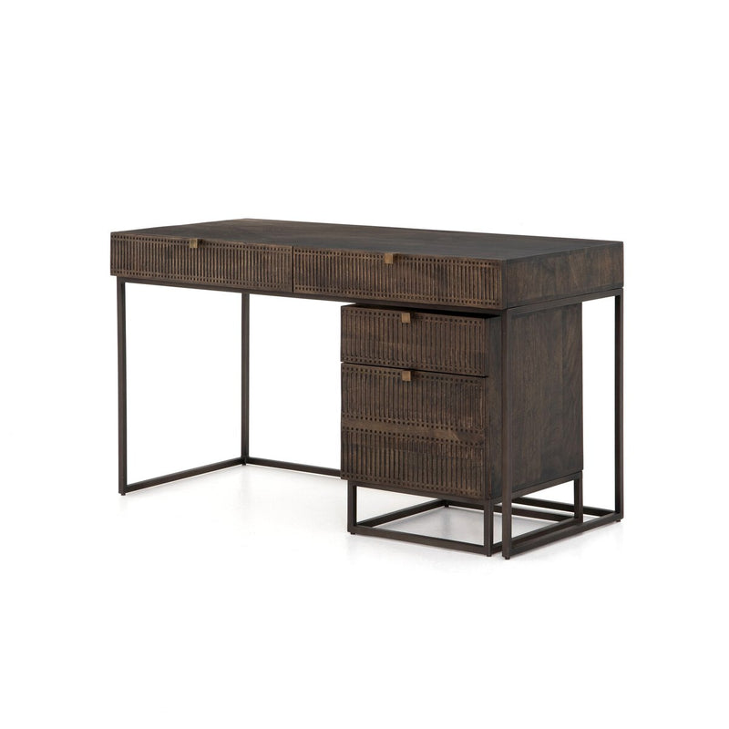 Kelby Filing Cabinet - Carved Vintage Brown