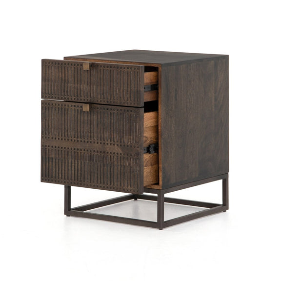 Kelby Filing Cabinet - Carved Vintage Brown