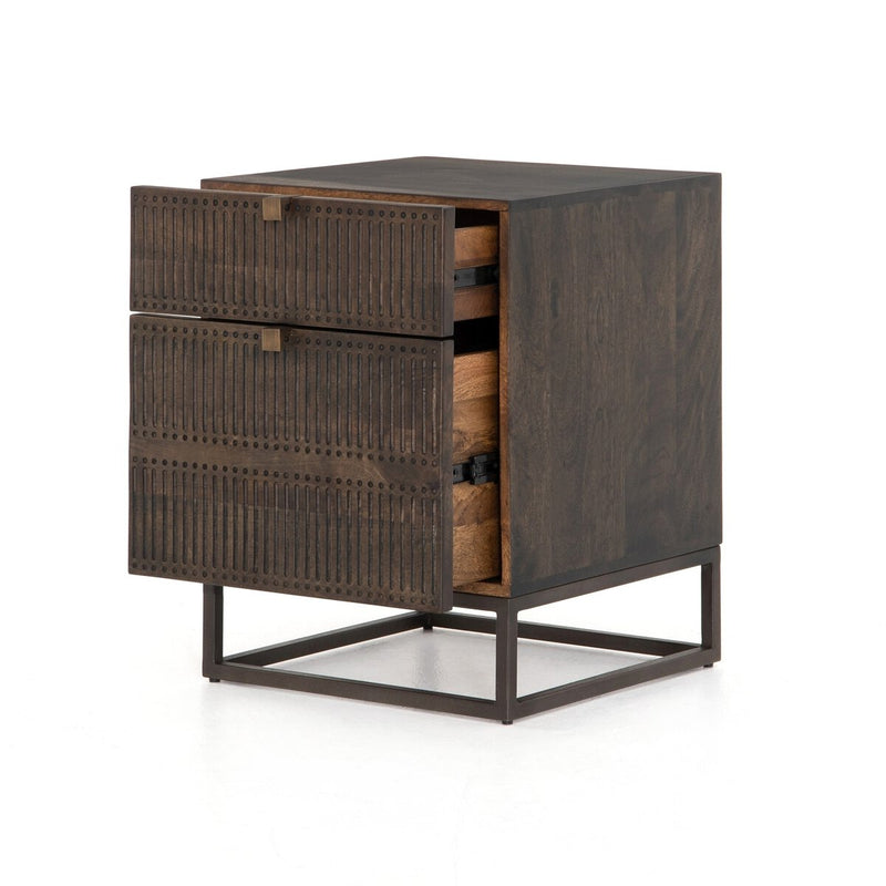Kelby Filing Cabinet - Carved Vintage Brown
