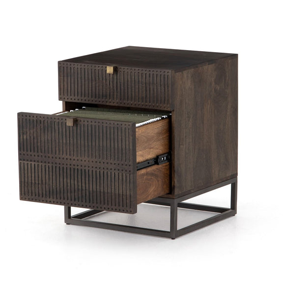 Kelby Filing Cabinet - Carved Vintage Brown