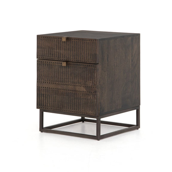 Kelby Filing Cabinet - Carved Vintage Brown