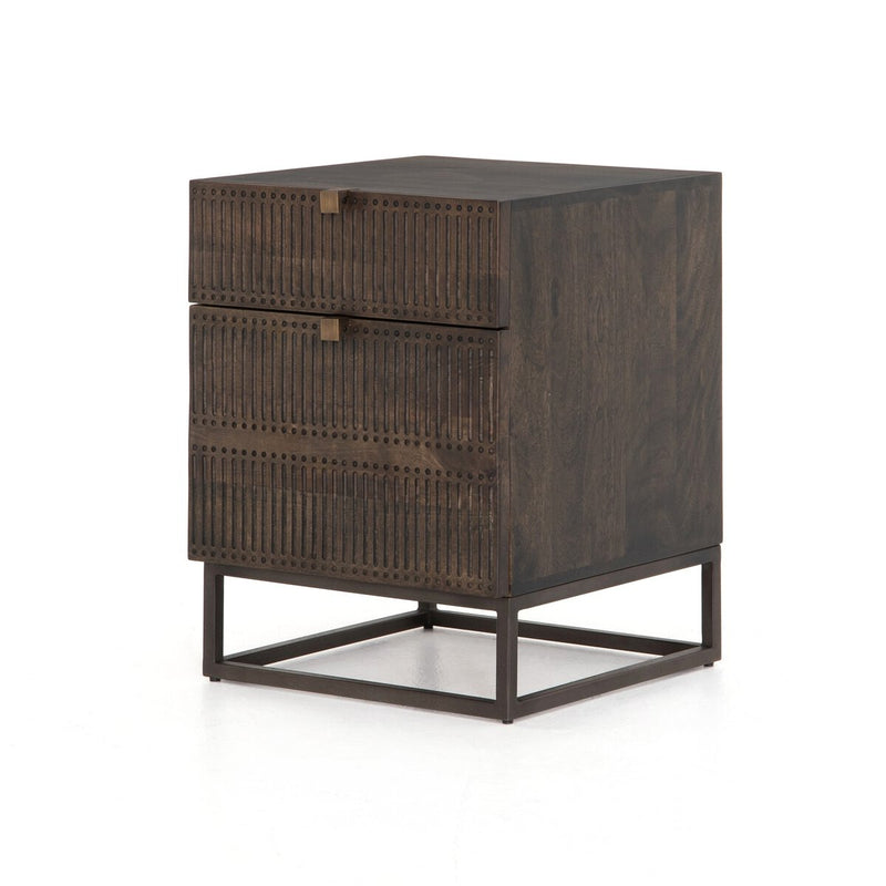 Kelby Filing Cabinet - Carved Vintage Brown