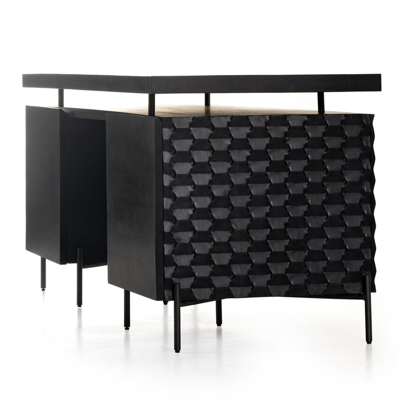Raffael Desk - Carved Black Wash