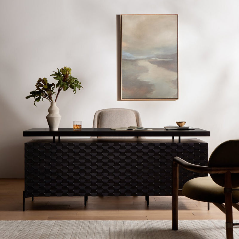 Raffael Desk - Carved Black Wash